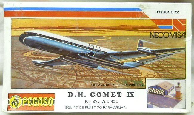 Pegaso 1/180 DH Comet IV BOAC - With Cardstock Airport Diorama, P412 plastic model kit